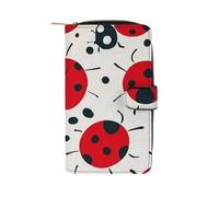 LLUTSNTH Red Black Spotted Ladybug Travel Wallet Slim Leather Wallets Clutch Organizer Purse Coin Pocket for Men Women