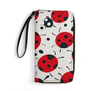 LLUTSNTH Red Black Spotted Ladybug Womens Wallet Leather Money Clip Coin Purse Clutch Wristlet Travel Long Wallets