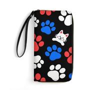 LLUTSNTH Red Blue White Dogs And Cats Paws Womens Wallet Leather Money Clip Coin Purse Clutch Wristlet Travel Long Wallets