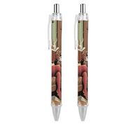 LLUTSNTH Red Dragon Ballpoint Pens Black Medium Point 0.55mm Ball Point Pen Retractable Office Pens with Super Soft Grip Writing Ink Pen for Men Women 2 PCS