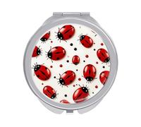 LLUTSNTH Red Ladybug Compact Pocket Mirror, Portable Travel Makeup Mirror with 1x/2x Magnification - Double-Sided Folding Design, Elegant Gift for Women, 2.4 Inch Handheld Cosmetic Mirror