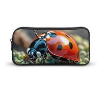 LLUTSNTH Red Ladybug Pencil Case - Large Capacity Pencil Pouch Aesthetic Makeup Bag with Zipper for Stationery, Art Supplies, Travel Essentials