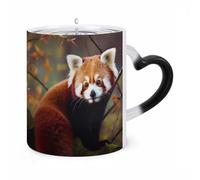 LLUTSNTH Red Panda Color Changing Mug Heat Changing Coffee Cup Funny Magic Mug Novelty Heat Sensitive Coffee Mugs for Men Women Office Christmas Birthday Gift 12 Oz
