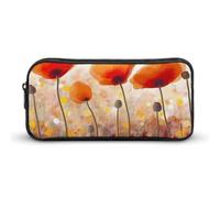 LLUTSNTH Red Poppy Flowers Pencil Case - Large Capacity Pencil Pouch Aesthetic Makeup Bag with Zipper for Stationery, Art Supplies, Travel Essentials
