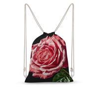 LLUTSNTH Red Rose Love Heart Drawstring Backpack for Women - Large Canvas Sackpack, Gym Sport Travel Bag, Drawstring Bags, Rose Flower of Many Fans, 35x50cm, Travel Backpacks