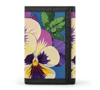 LLUTSNTH Red Rose Love Heart Trifold Wallet for Men - Slim 8 Card Slots, Zipper Coin Purse Money Clip, Cash Compartment, Pansy Perfection Print, One Size, Modern