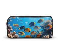 LLUTSNTH Reef Fishes Pencil Case - Large Capacity Pencil Pouch Aesthetic Makeup Bag with Zipper for Stationery, Art Supplies, Travel Essentials