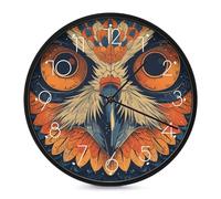 LLUTSNTH Retro Color Owl Wall Clock Vintage Round Clocks Silent Non Ticking Clock Personalized Pattern Modern Clocks for Home Office Decoration 10 Inch