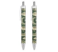 LLUTSNTH Retro Fish Ballpoint Pens Black Medium Point 0.55mm Ball Point Pen Retractable Office Pens with Super Soft Grip Writing Ink Pen for Men Women 2 PCS