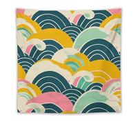 LLUTSNTH Retro Japanese Pattern Tapestry with Hanging Kit, Vintage Aesthetic Tapestry Wall Hanging for Bedroom Living Room Dorm Decor, Bohemian Personalized Backdrop for Home Decoration 60"x60"