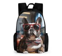 LLUTSNTH Ripe Grapefruit Slice Backpack with Pocket - 15.6-inch Laptop Sleeve Bag Casual Daypack for Work And Travel, French Bulldog Wearing Sunglasses, 42x30.5cm
