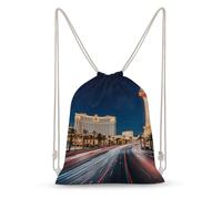 LLUTSNTH Rocky Mountain Range Drawstring Backpack for Women - Large Canvas Sackpack, Gym Sport Travel Bag, Drawstring Bags, Las Vegas Night, 35x50cm, Travel Backpacks