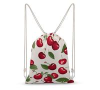 LLUTSNTH Rocky Mountain Range Drawstring Backpack for Women - Large Canvas Sackpack, Gym Sport Travel Bag, Drawstring Bags, Red Cherry Pattern, 35x50cm, Travel Backpacks