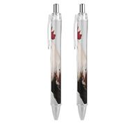 LLUTSNTH Rooster Red White Pink Rose Ballpoint Pens Black Medium Point 0.55mm Ball Point Pen Retractable Office Pens with Super Soft Grip Writing Ink Pen for Men Women 2 PCS