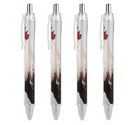 LLUTSNTH Rooster Red White Pink Rose Ballpoint Pens Black Medium Point 0.55mm Ball Point Pen Retractable Office Pens with Super Soft Grip Writing Ink Pen for Men Women 4 PCS