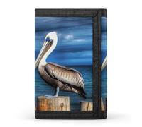 LLUTSNTH Roses Flower Trifold Wallet for Men - Slim 8 Card Slots, Zipper Coin Purse Money Clip, Cash Compartment, Pelican Bird Blue Sea Sky, One Size, Modern