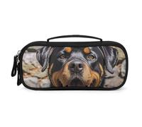 LLUTSNTH Rottweiler Dogs Tongue Head Pencil Case - Large Capacity Pencil Pouch Aesthetic Makeup Bag with Zipper Leather And Handle Design Pen Bag for Stationery, Art Supplies, Travel Essentials
