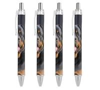 LLUTSNTH Rottweiler Wallpaper Ballpoint Pens Black Medium Point 0.55mm Ball Point Pen Retractable Office Pens with Super Soft Grip Writing Ink Pen for Men Women 4 PCS
