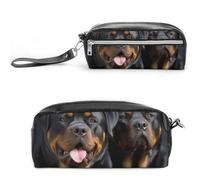 LLUTSNTH Rottweiler Wallpaper Pencil Case - Large Capacity Pen Pouch Aesthetic Makeup Bag with Zipper Leather Pencil Bag for Stationery, Art Supplies, Travel Essentials