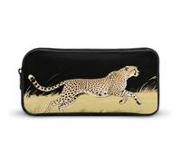 LLUTSNTH Running Cheetah Pencil Case - Large Capacity Pencil Pouch Aesthetic Makeup Bag with Zipper for Stationery, Art Supplies, Travel Essentials