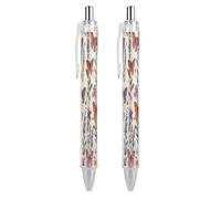 LLUTSNTH Sage Wild Green Ballpoint Pens Black Medium Point 0.55mm Ball Point Pen Retractable Office Pens with Super Soft Grip Writing Ink Pen for Men Women 2 PCS