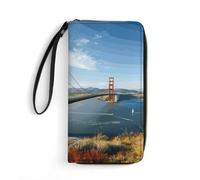 LLUTSNTH San Francisco Golden Gate Bridge Womens Wallet Leather Money Clip Coin Purse Clutch Wristlet Travel Long Wallets