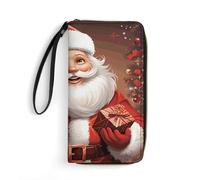LLUTSNTH Santa Claus Xmas Gifts Womens Wallet Leather Money Clip Coin Purse Clutch Wristlet Travel Long Wallets