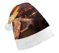 LLUTSNTH Santa Hat for Adults Christmas, Atlanta City Sunset Landscape Unisex Xmas Holiday Hat, Santa Cap for Christmas Party