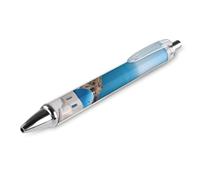 LLUTSNTH Santorini Greek Island Sea View Ballpoint Pens Black Medium Point 0.55mm Ball Point Pen Retractable Office Pens with Super Soft Grip Writing Ink Pen for Men Women 1 PCS