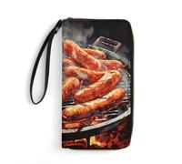 LLUTSNTH Sausage on Fire Womens Wallet Leather Money Clip Coin Purse Clutch Wristlet Travel Long Wallets