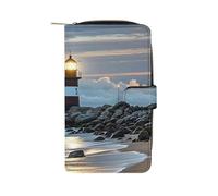 LLUTSNTH Sea Lighthouse Travel Wallet Slim Leather Wallets Clutch Organizer Purse Coin Pocket for Men Women