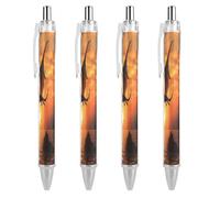 LLUTSNTH Sea Sunset Flying Dragon Ballpoint Pens Black Medium Point 0.55mm Ball Point Pen Retractable Office Pens with Super Soft Grip Writing Ink Pen for Men Women 4 PCS