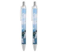 LLUTSNTH Sea Turtle Ballpoint Pens Black Medium Point 0.55mm Ball Point Pen Retractable Office Pens with Super Soft Grip Writing Ink Pen for Men Women 2 PCS