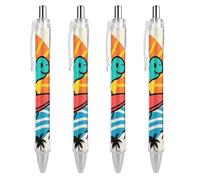 LLUTSNTH Sea Turtle Sunset Printed Ballpoint Pens Black Medium Point 0.55mm Ball Point Pen Retractable Office Pens with Super Soft Grip Writing Ink Pen for Men Women 4 PCS