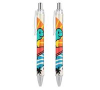 LLUTSNTH Sea Turtle Sunset Printed Ballpoint Pens Black Medium Point 0.55mm Ball Point Pen Retractable Office Pens with Super Soft Grip Writing Ink Pen for Men Women 2 PCS