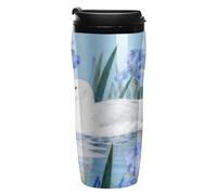 LLUTSNTH Seagull by Iris Flower Insulated Coffee Tumbler Reusable Iced Coffee Cup Double-Wall Plastic Drinking Cups Hot Coffee Travel Mug, BPA-Free, Shatter-Proof, Dishwasher-Safe 12 Oz