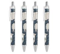 LLUTSNTH Sheep And Holly Tree Ballpoint Pens Black Medium Point 0.55mm Ball Point Pen Retractable Office Pens with Super Soft Grip Writing Ink Pen for Men Women 4 PCS