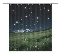 LLUTSNTH Shower Curtain Set with 12 Hooks - Alpine Meadow Stars Heavy Duty Curtains for Bathroom, 64.17x70.87Inch（163x180cm） Waterproof Fabric Farmhouse Bath Curtain, Machine Washable Bathroom Decor