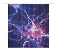 LLUTSNTH Shower Curtain Set with 12 Hooks - Blue Nerve Cell Heavy Duty Curtains for Bathroom, 64.17x70.87Inch（163x180cm） Waterproof Fabric Farmhouse Bath Curtain, Machine Washable Bathroom Decor