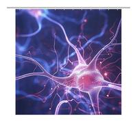 LLUTSNTH Shower Curtain Set with 12 Hooks - Blue Nerve Cell Heavy Duty Curtains for Bathroom, 69.69x70.87Inch（177x180cm） Waterproof Fabric Farmhouse Bath Curtain, Machine Washable Bathroom Decor