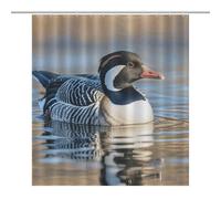 LLUTSNTH Shower Curtain Set with 12 Hooks - Loon Nature Birds Heavy Duty Curtains for Bathroom, 64.17x70.87Inch（163x180cm） Waterproof Fabric Farmhouse Bath Curtain, Machine Washable Bathroom Decor