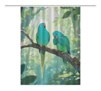 LLUTSNTH Shower Curtain Set with 12 Hooks - Two Parakeets Heavy Duty Curtains for Bathroom, 53.54x70.87Inch（136x180cm） Waterproof Fabric Farmhouse Bath Curtain, Machine Washable Bathroom Decor