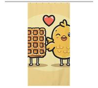 LLUTSNTH Shower Curtain Set with 12 Hooks - Waffles and Chicken Heavy Duty Curtains for Bathroom, 35.43x70.87Inch（90x180cm） Waterproof Fabric Farmhouse Bath Curtain, Machine Washable Bathroom Decor