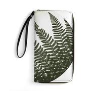 LLUTSNTH Silhouette Fern Leaf Womens Wallet Leather Money Clip Coin Purse Clutch Wristlet Travel Long Wallets