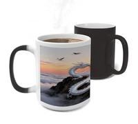 LLUTSNTH Silver Dragon Circling Color Changing Mug Heat Changing Coffee Cup Funny Magic Mug Novelty Heat Sensitive Coffee Mugs for Men Women Office Christmas Birthday Gift 11 Oz