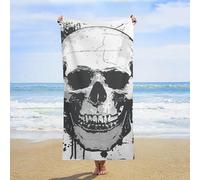 LLUTSNTH Simple Skull Graphic Beach Towel 31x63 Inch - Oversized Sand-Free Swim Towel Ultra Quick-Dry Absorbent Bath Towels for Beach, Pool, Travel, Yoga - Lightweight & Compact for Adults Gift