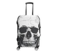 LLUTSNTH Simple Skull Graphic Suitcase Covers Luggage Protector - Travel Elastic Baggage Case Protective, Washable Anti-scratch Large Suit Case Cover for Suitcases Fits 19-32 Inch Luggages, white