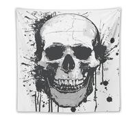 LLUTSNTH Simple Skull Graphic Tapestry with Hanging Kit, Vintage Aesthetic Tapestry Wall Hanging for Bedroom Living Room Dorm Decor, Bohemian Personalized Backdrop for Home Decoration 60"x60"