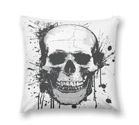 LLUTSNTH Simple Skull Graphic Throw Pillow Cover 12 "x12, Cute Cushion Cover Decorative Pillow Case with Invisible Zipper - Plush Farmhouse Fall Decor Pillowcase for Couch, Sofa, Bedroom