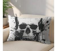 LLUTSNTH Simple Skull Graphic Throw Pillow Covers 12 "x20 Decorative Lumbar Pillowcase with Hidden Zipper Pillow Case Soft Cushion Cover for Couch Bedroom Living Room